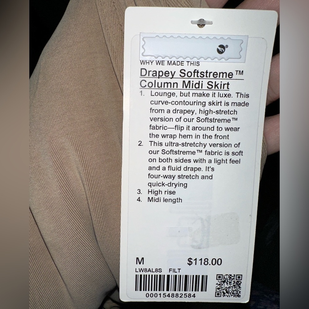 Lululemon Drapey Softstreme Column Midi Skirt. Sz. M - Picture 5 of 5